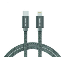 Swissten TEXTILE Datenkabel USB-C - LIGHTNING 2m Silber