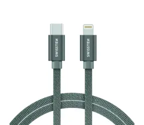 Swissten TEXTILE Datenkabel USB-C - LIGHTNING 2m Silber