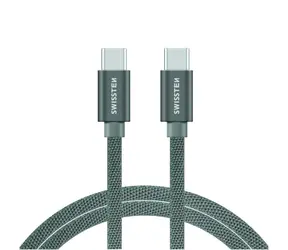 Swissten TEXTILE Datenkabel USB-C - USB-C 2m Silber
