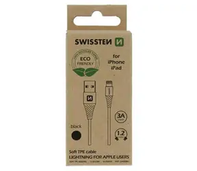 Swissten Datenkabel USB - LIGHTNING 1,2m schwarz (ECO-VERPACKUNG)