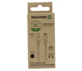 Swissten Datenkabel USB-C - LIGHTNING 1,2m schwarz (ECO-VERPACKUNG)