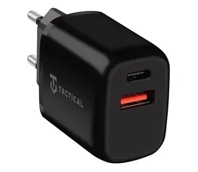 Tactical Basisstecker Dual 20W schwarz / Netzladegerät / USB-A & USB-C / 3A 