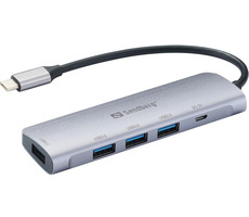 Sandberg Saver USB-C HUB silber / 4X USB 3.0 