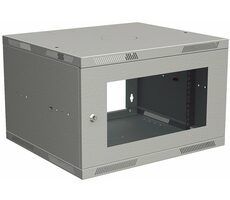 Solarix Wandfaltschrank SENSA LITE 6U 450mm - Glastür / RAL 7035