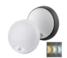 Solight WO780 LED-Außenleuchte mit Sensor und einstellbarer CCT 18W / 1350lm / 22cm / 2in1 - weiße und schwarze Abdeckung