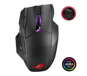 Asus ROG Spatha X schwarz / Kabellose Gaming-Maus / RF 2,4 GHz / USB-A / RGB / 19.000 DPI / Ladestation / Akku
