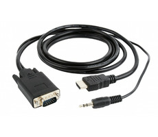 Gembird A-HDMI-VGA-03-10 Adapter HDMI-A (M) auf VGA (M) + 3,5 mm Audio schwarz / Kabel 3M