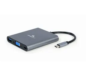 Gembird A-CM-COMBO6-01 grau / HUB 6in1 / 1xUSB-A / HDMI / VGA / USB-C