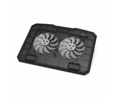 PORT CONNECT Cooler Pro schwarz / Laptop-Kühlständer / 2x USB-A / 2 Lüfter / Fläche 35 x 25 cm