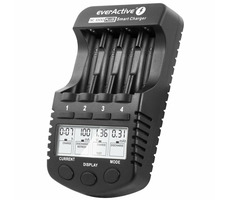 EverActive NC-1000 PLUS / Batterieladegerät / 1 bis 4 AAA oder AA / LCD / 5V USB-Ausgang