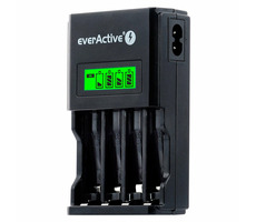 EverActive NC-450 Black Edition / Batterieladegerät / bis zu 4 AAA- oder AA-Batterien / LCD / Ni-MH