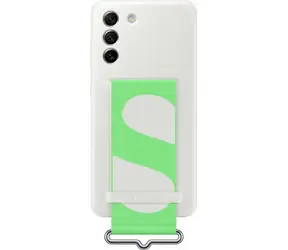 Samsung Silikonhülle mit Band für Samsung Galaxy S21 FE weiß