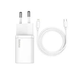 Baseus Super SI Schnellladegerät (20W) weiß / 20W / USB-C zur Beleuchtung / Kabel 1m