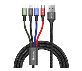 Baseus CA1T4-B01 Fast 4in1 schwarz / 2x USB-C / Micro USB / Lightning / 1,2m
