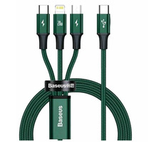 Baseus CAMLT-SC06 Rapid Serier 3in1 grün / USB-C / MicroUSB / Beleuchtung / 1,5 m 