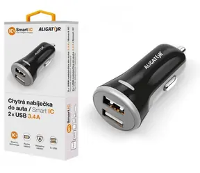 Aligator Autoladegerät mit 2xUSB-Ausgang 3,4A schwarz / SMART IC