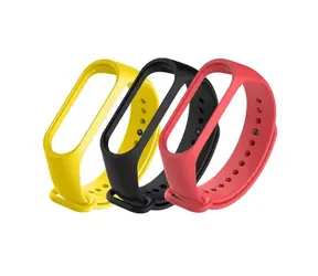 XIAOMI Mi Band Armbänder 3 & 4, schwarz, rot und gelb (3 Stück) / Ersatzarmbänder für XIAOMI Mi Band 3 & 4