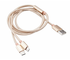 Akasa AK-CBUB42-12GL 2in1 Gold / Kabel USB-A / USB-C / microUSB / 1,2 m