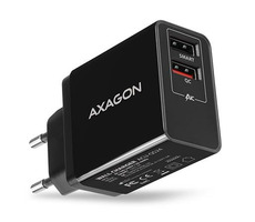 Axagon ACU-QS24 schwarz / Dual-Netzladegerät / 2x USB-A / 24 W / Quick Charge 3.0