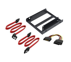 Akasa AK-HDA-11 schwarz / Montageset für 2,5-Zoll-Festplatte auf 3,5-Zoll-Steckplatz / 2 Stück / SATA-Kabel