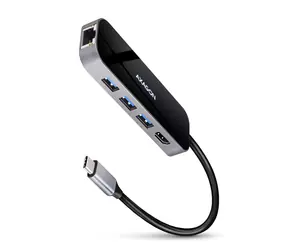 Axagon HMC-6GL, USB-5-Gbit/s-Hub, 3x USB-A-Anschlüsse, HDMI 4k/60 Hz, RJ-45 GLAN, PD 100 W, USB-C-Kabel 20 cm