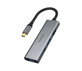 Akasa AK-CBCA25-18BK USB-C Hub Silber / 4-Port USB Hub / 4X USB-A 3.0