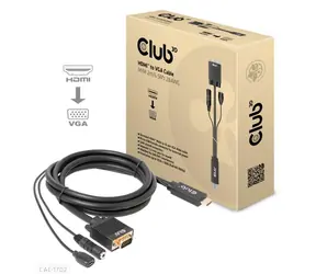 Club3D CAC-1712 Kabel HDMI zu VGA M/M schwarz 2 m / FHD / 3,5-mm-Buchse / Micro-USB 