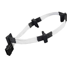 Silverstone Kabel 4-Pin Molex > 4X SATA-Verlängerung 30cm weiß / einzeln geflochtene Fasern