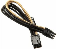 Silverstone 6-Pin PCIe Kabel 25cm schwarz-gold / Verlängerung / einzeln geflochtene Kabel