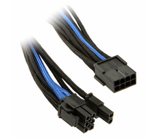 Silverstone Kabel 8-Pin PCI > 6+2-Pin PCIe 25 cm schwarz-blau / einzeln geflochten 