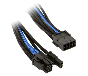 Silverstone Kabel 8-Pin PCI > 6+2-Pin PCIe 25 cm schwarz-blau / einzeln geflochten 