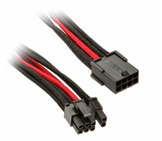 Silverstone Kabel 8-Pin PCI > 6+2-Pin PCIe 25 cm schwarz-rot / einzeln geflochtene Kabel