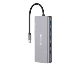 Canyon CNS-TDS12 Port-Replikator / 1xUSB-C PD 100W / 2xHDMI (4K) VGA / 4xUSB-A / RJ45 / 3,5-mm-Buchse / SD-Leser