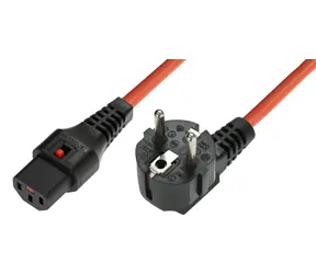 MicroConnect Verlängerungskabel mit IEC-Verriegelung C13 - Schuko 90° Winkel 3M orange