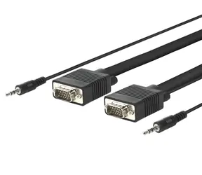 MicroConnect Kabel Full HD SVGA HD15 mit Klinkensteckern 3M schwarz / Full HD (1920x1080) @ 60Hz / 3,5mm Klinke