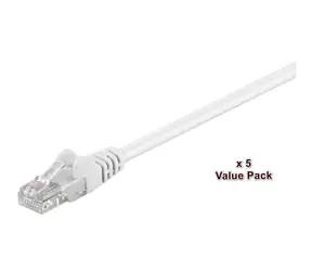 MicroConnect CAT5e U/UTP VALUEPACK 15m weiß / PVC / 5 Stück