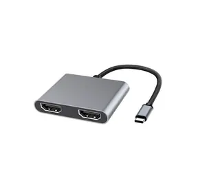 MicroConnect Adapter USB-C (M) - 2x HDMI (F) 0,15m grau 