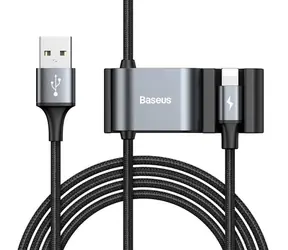 Baseus CALHZ-01 USB-A Hub 1,5 m schwarz / 2x USB-A (F) / 1x Lightning (M) / 1x USB-A (M)