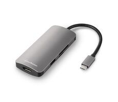 Sharkoon dunkelgrau / Multiport-Adapter / Dockingstation / USB Typ C & USB & HDMI & MicroSD & SD