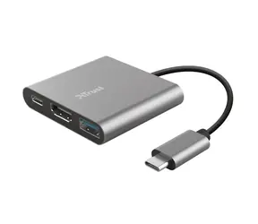 Trust DALYX 3in1 Silber / 3in1 Adapter / USB-C F & HDMI F & USB-A F / USB-C M 