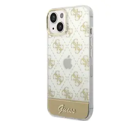Guess PC/TPU Peony Glitter Script Logo Rückseite für Apple iPhone 14 PLUS Gold