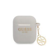 Guess 4G Charms Silikonhülle für Apple Airpods 1 & 2 grau
