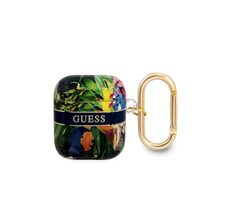 Guess TPU-Hülle mit Blumenmuster für Apple Airpods 1 & 2 blau