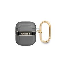 Guess TPU bedruckte Streifenhülle für Apple Airpods 1 & 2 Schwarz