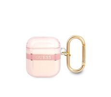 Guess TPU bedruckte Streifenhülle für Apple Airpods 1 & 2 rosa