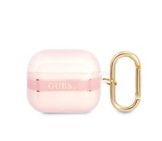 Guess TPU-Hülle mit bedruckten Streifen für Apple Airpods 3 rosa