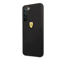 Ferrari Liquid Silicone Metal Logo Rückseite für Samsung Galaxy S22 Schwarz