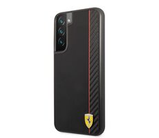 Ferrari Glatte und Carbon-Effekt-Rückseite für Samsung Galaxy S22+ schwarz