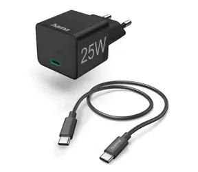 HAMA 201623 schnelles USB-C-Ladegerät 1,5 m schwarz / PD / 25 W / USB-C-Kabel 