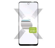 FIXED Schutzhülle aus gehärtetem Glas Full-Cover für Motorola Moto E32s schwarz / Verklebung über das gesamte Display